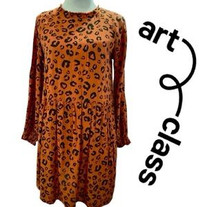NWT Art Class Girls Long Sleeve Cheetah Print Dress